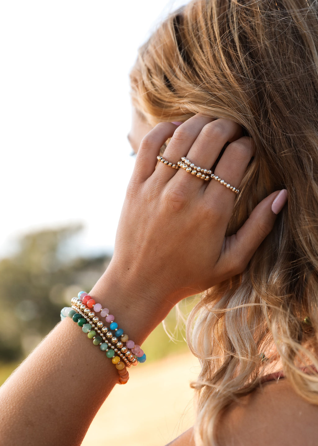 Natural Gemstone Bracelet + 14k Gold Filled Toggle : Paradise