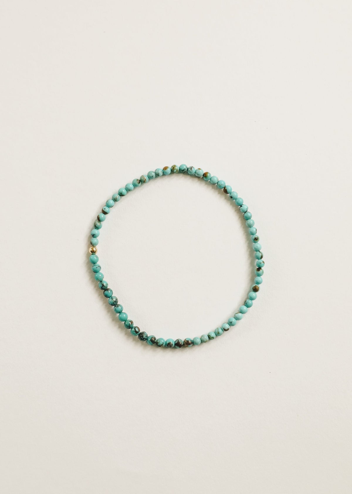 Natural Turquoise + 14K Gold Filled || Beaded Stretch Bracelet