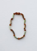 Raw Cognac Baltic Amber + Green Jade + Striped Agate || Anklet or Bracelet