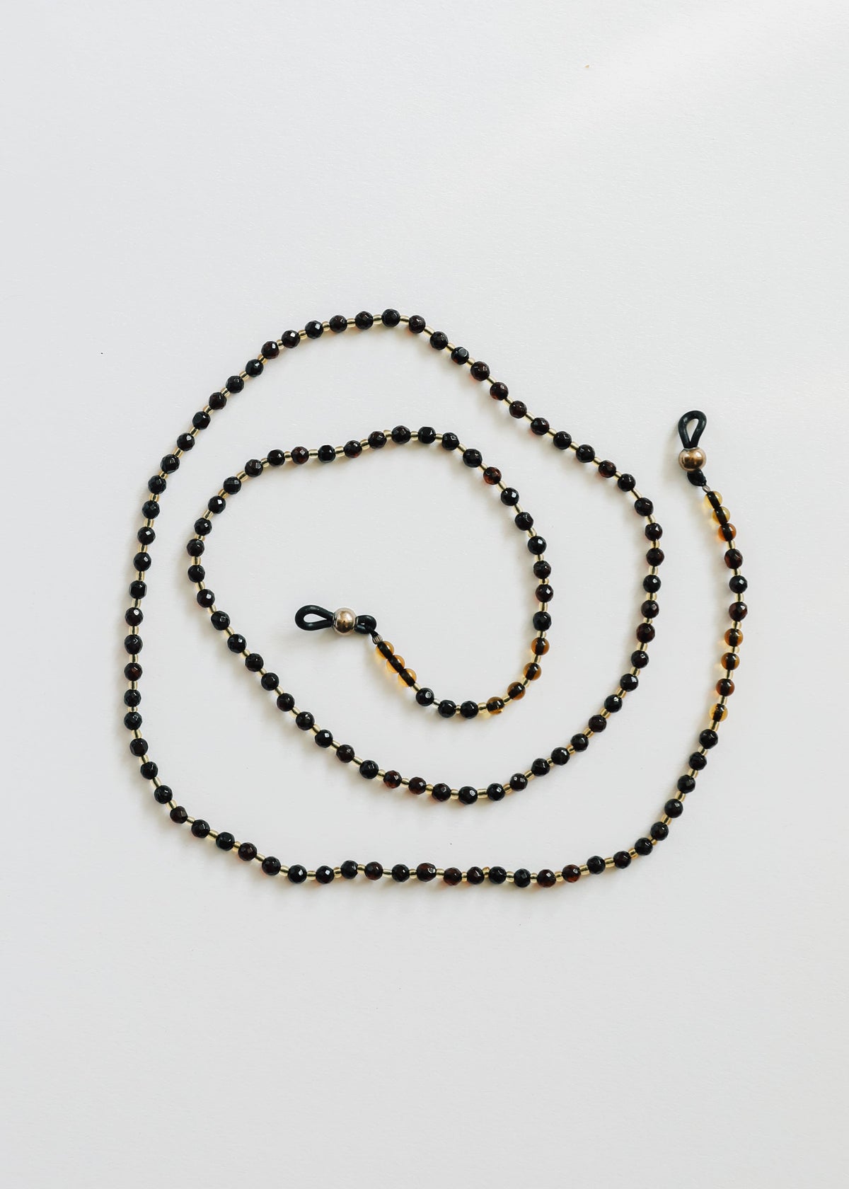 Baltic Sea Amber + Gemstone || Beaded Eyeglass Necklace - Natural Black