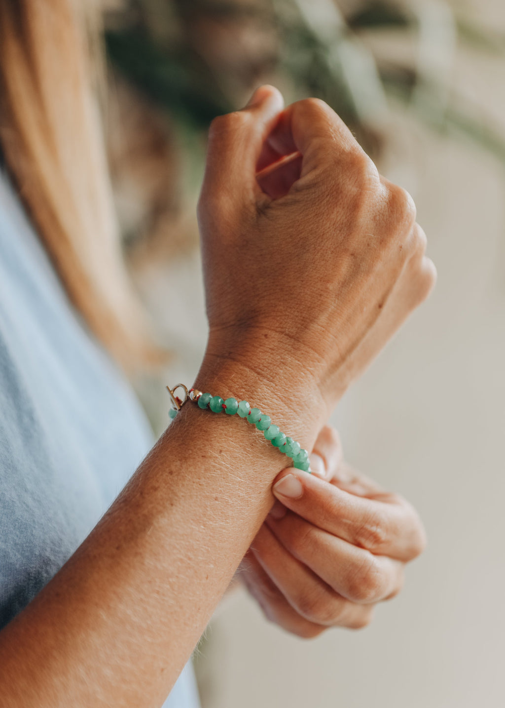 Natural Aventurine + 14k Gold Filled Toggle || Gemstone Bracelet or Anklet