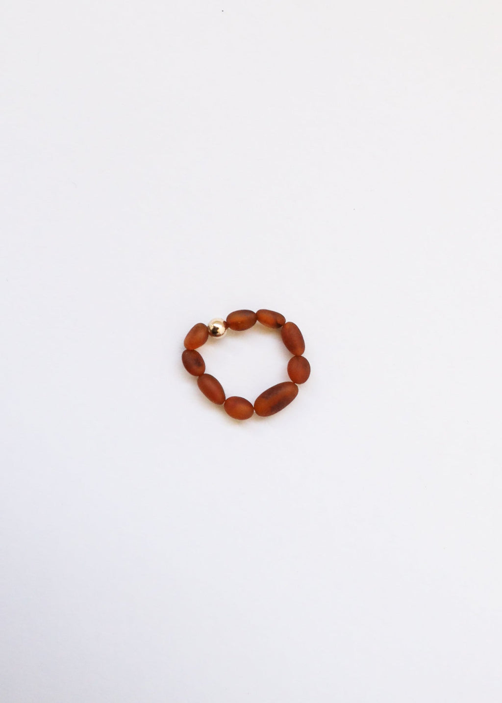 Raw Cognac Baltic Amber + 14K Gold Filled || Beaded Stretch Ring