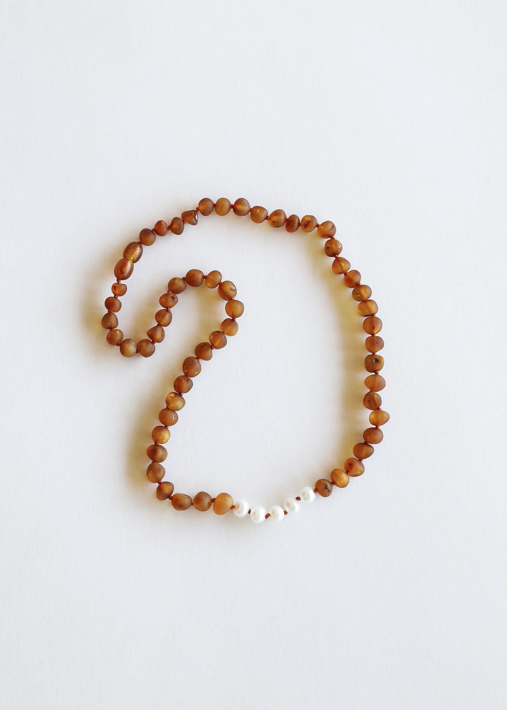 Raw Cognac Baltic Amber + Pearls || Necklace