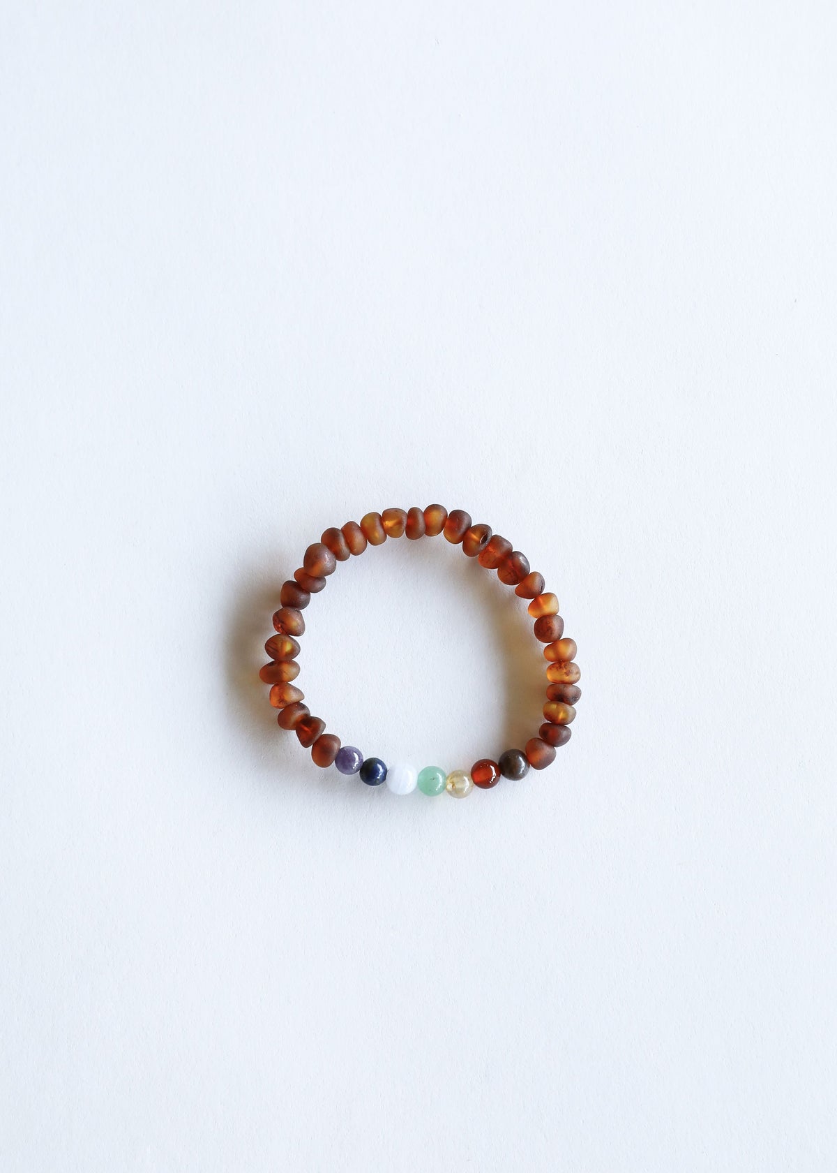 Raw Cognac Baltic Amber + CHAKRA Crystals ||  Bracelet Set