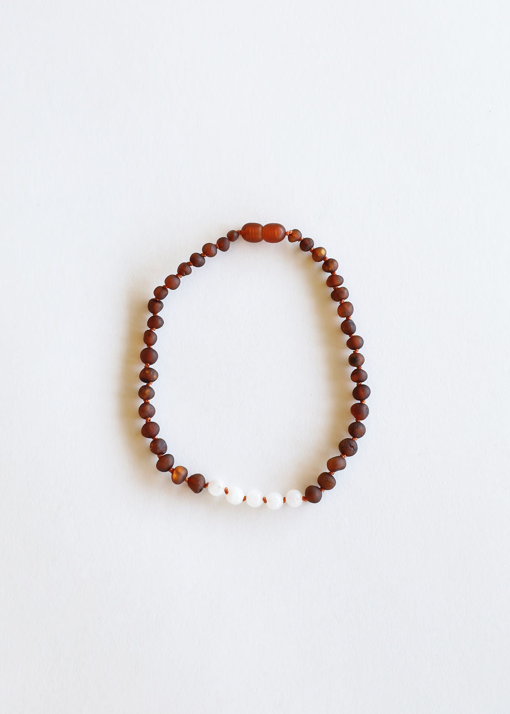 Raw Cognac Baltic Amber + Moonstone || Necklace