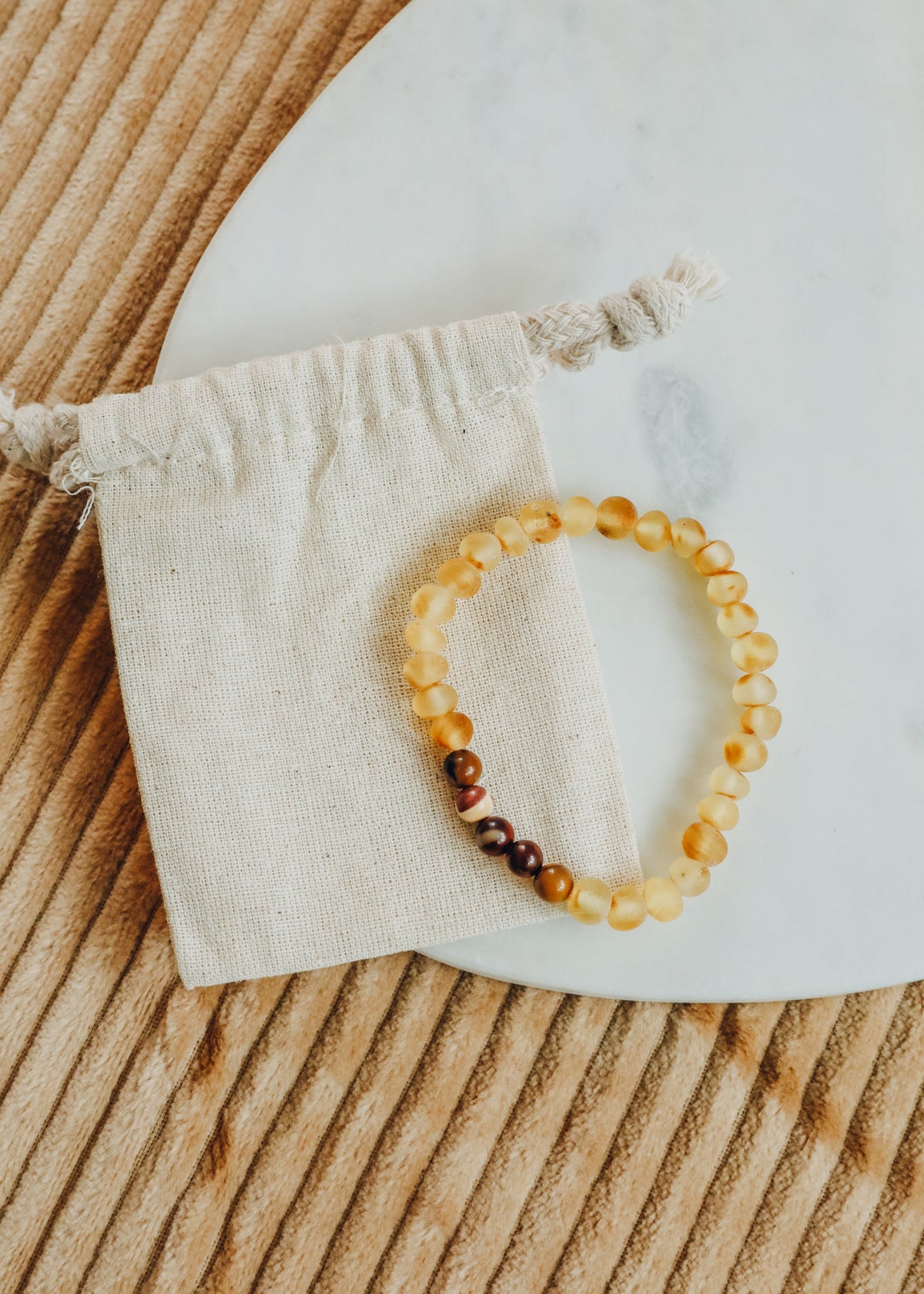 Raw Honey Baltic Amber + Mookaite Jasper || Adult Bracelet
