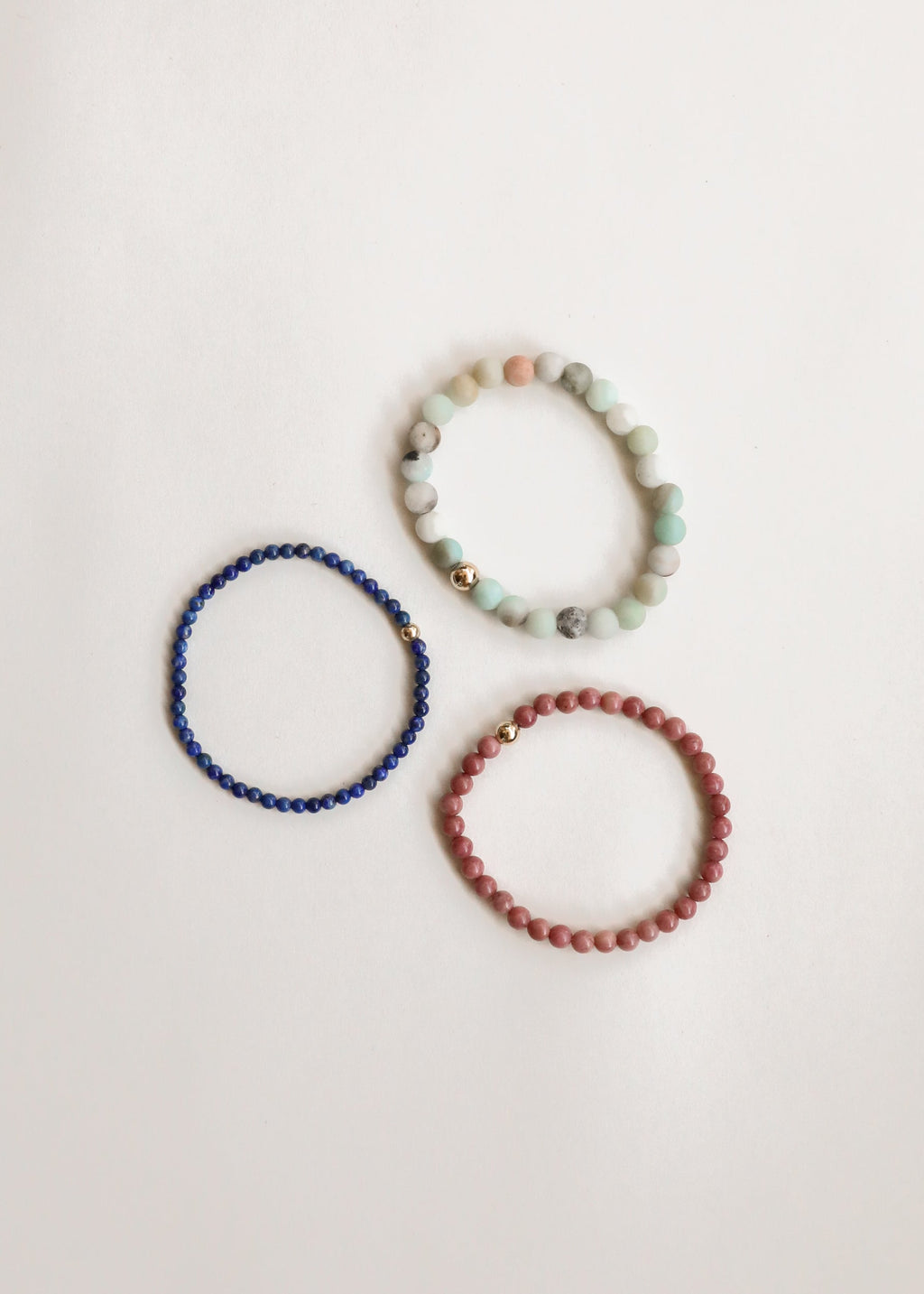 Lapis Lazuli + 14K Gold Filled Beaded Stretch Bracelet