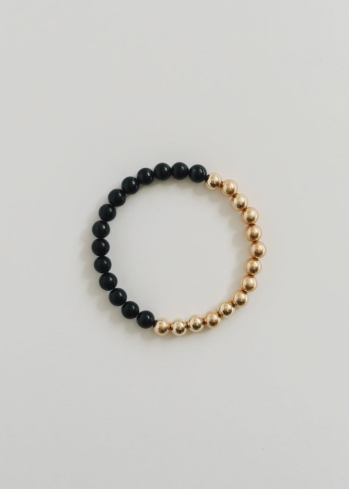 Shungite : 14k Gold Filled Sun + Moon || Stretch Bracelets