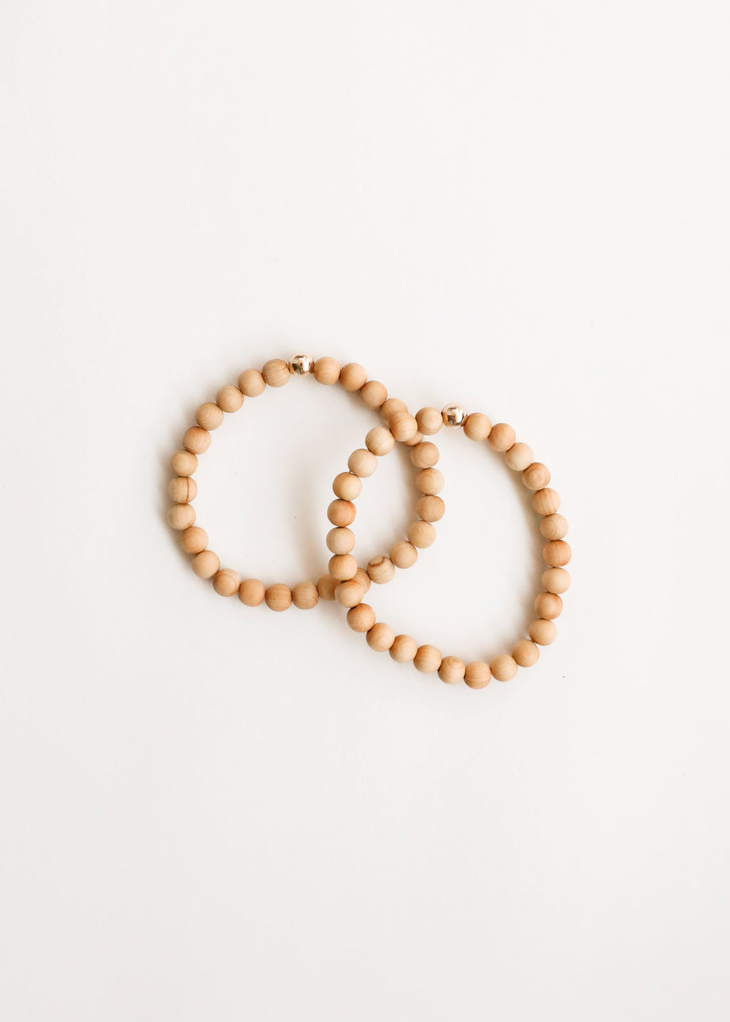 Cypress Wood + 14K Gold Filled || Beaded Stretch Bracelet