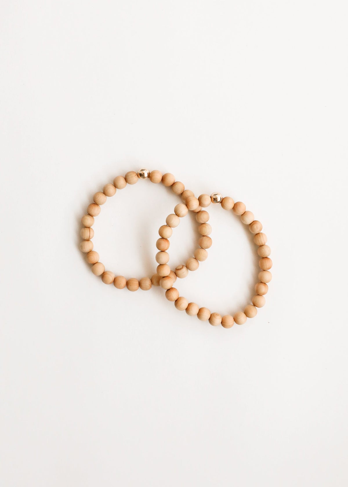 Cypress Wood + 14K Gold Filled || Beaded Stretch Bracelet