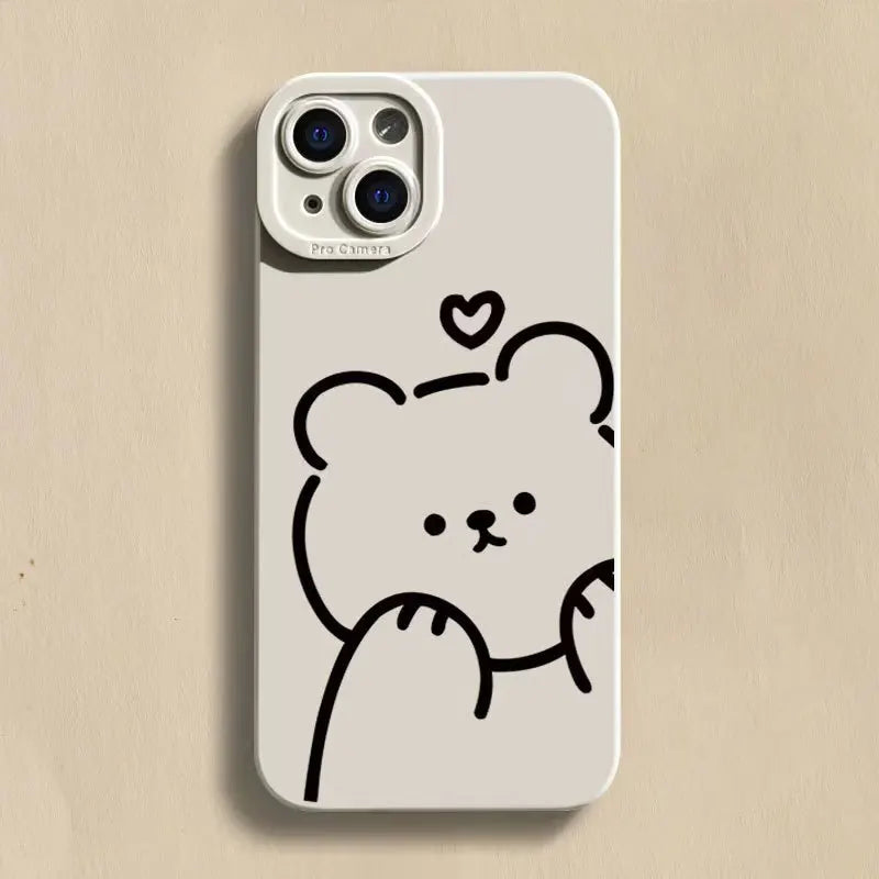 Minimalist Bear Silicone Phone Case for iPhone