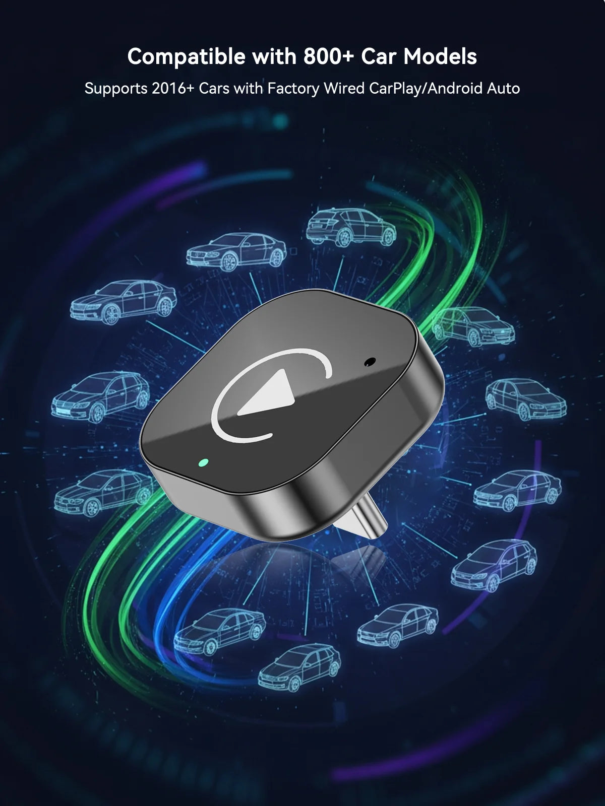 Wireless CarPlay and Android Auto Adapter – 2-in-1 USB-C Dongle