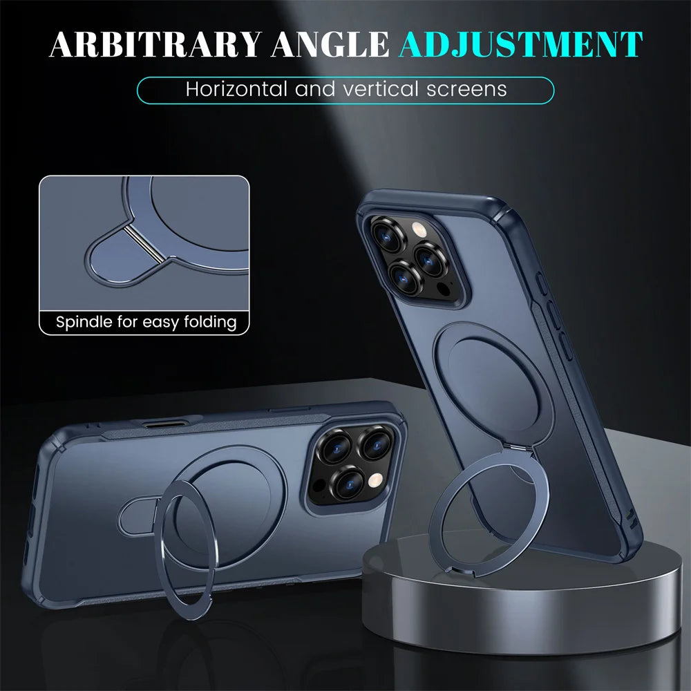 Magnetic Phone Case with Fold-Out Stand for MagSafe
