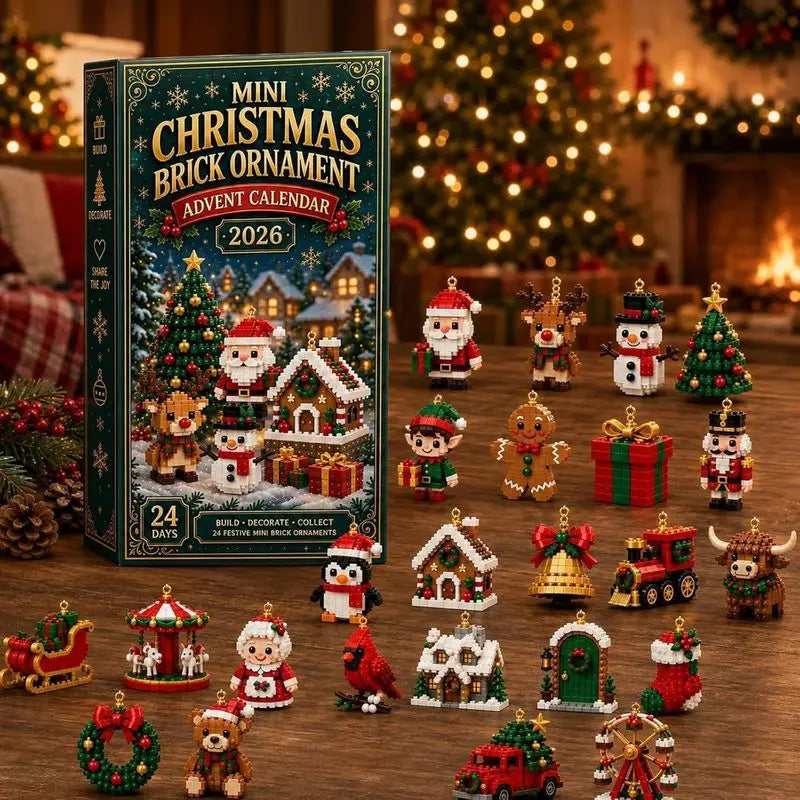 Christmas Advent Calendar 24 Days Mini Brick Ornaments DIY Building Blocks Countdown Gift Box Xmas Home Decor