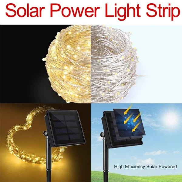 Solar-Powered LED Fairy String Lights – IP65 Waterproof for Garden & Patio