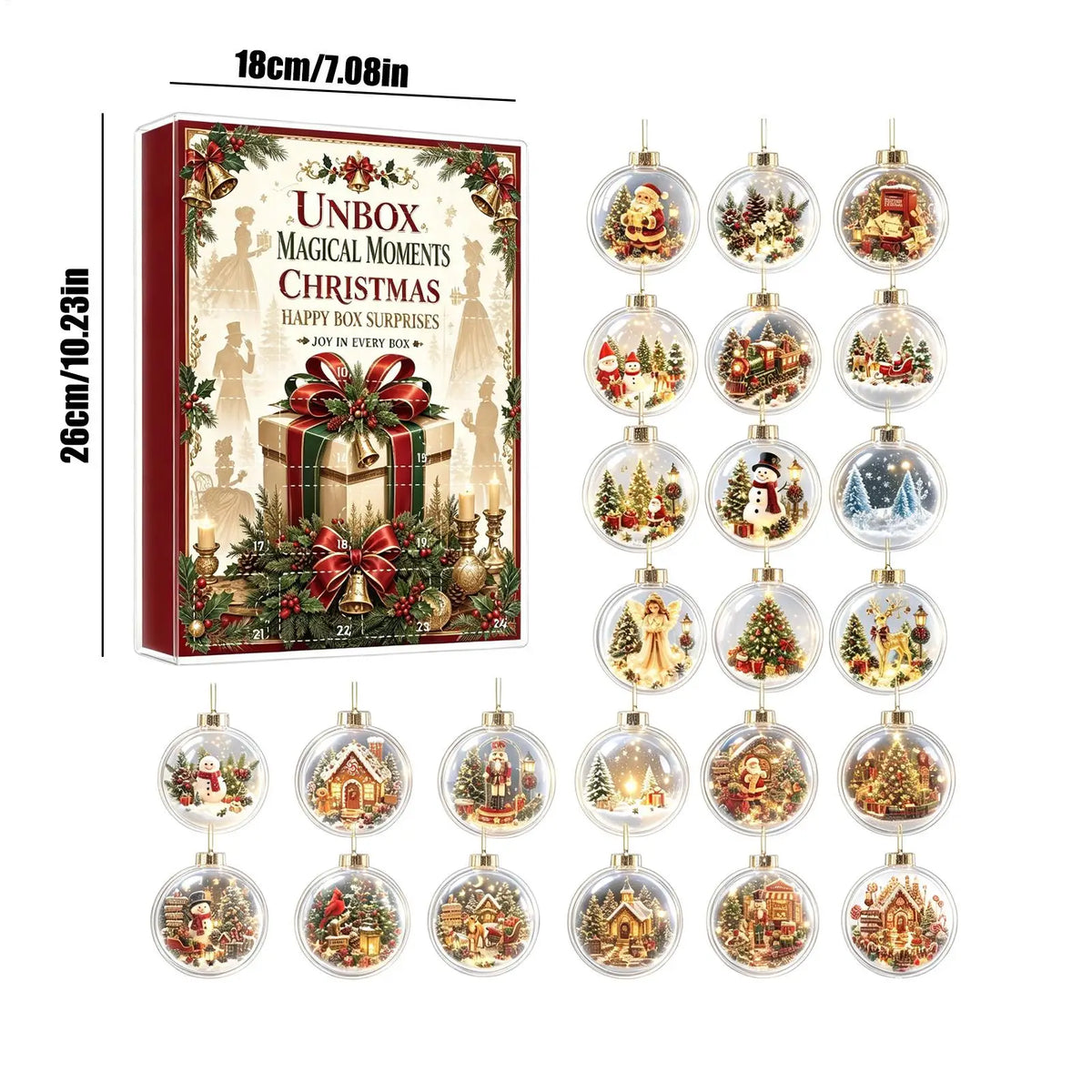 Christmas Countdown Ornaments Reusable 24 Day Classic 2D Flat Keepsake Acrylic for Homeowners Adults Window Wall Door Frame