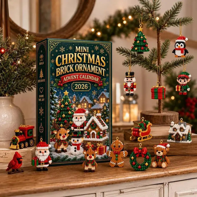 Christmas Advent Calendar 24 Days Mini Brick Ornaments DIY Building Blocks Countdown Gift Box Xmas Home Decor