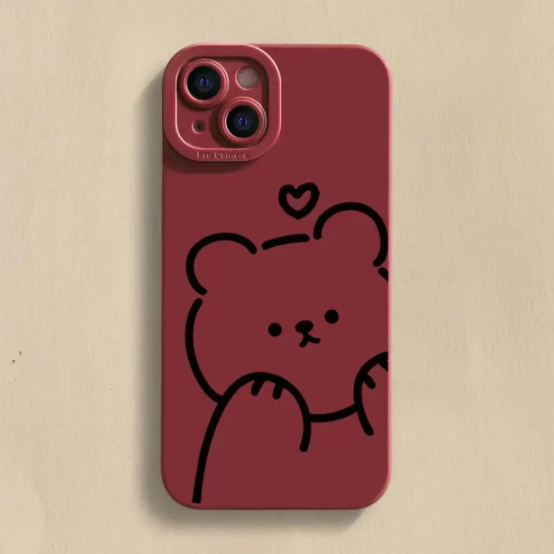 Minimalist Bear Silicone Phone Case for iPhone