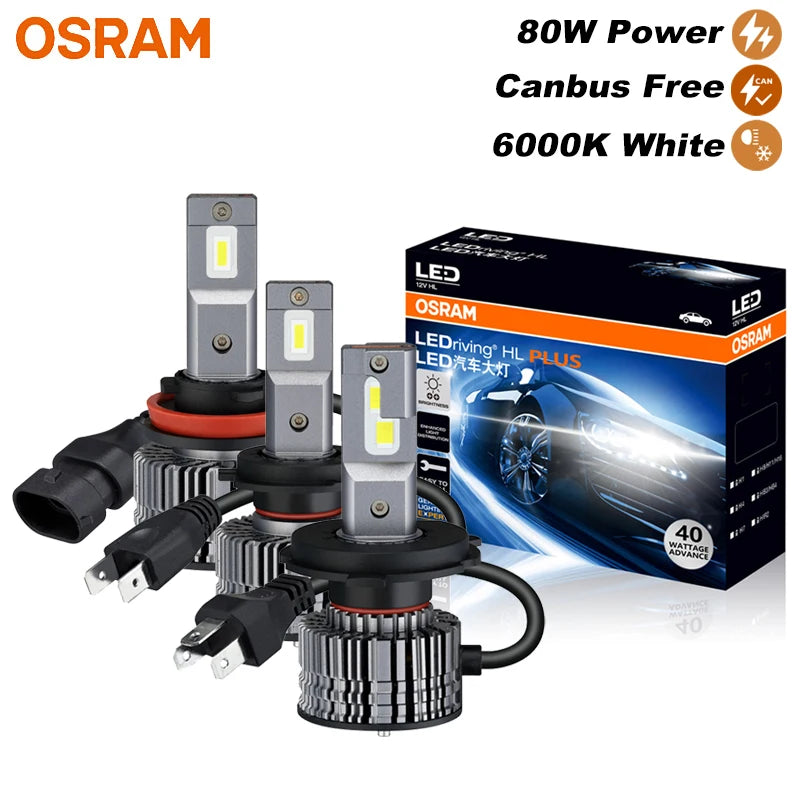 80W LED Car Headlight Bulbs – H4/H7/H11/HB3/HB4, 6000K