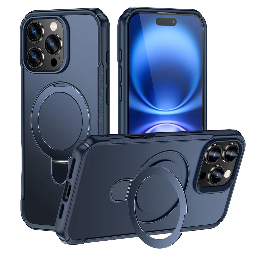 Magnetic Phone Case with Fold-Out Stand for MagSafe
