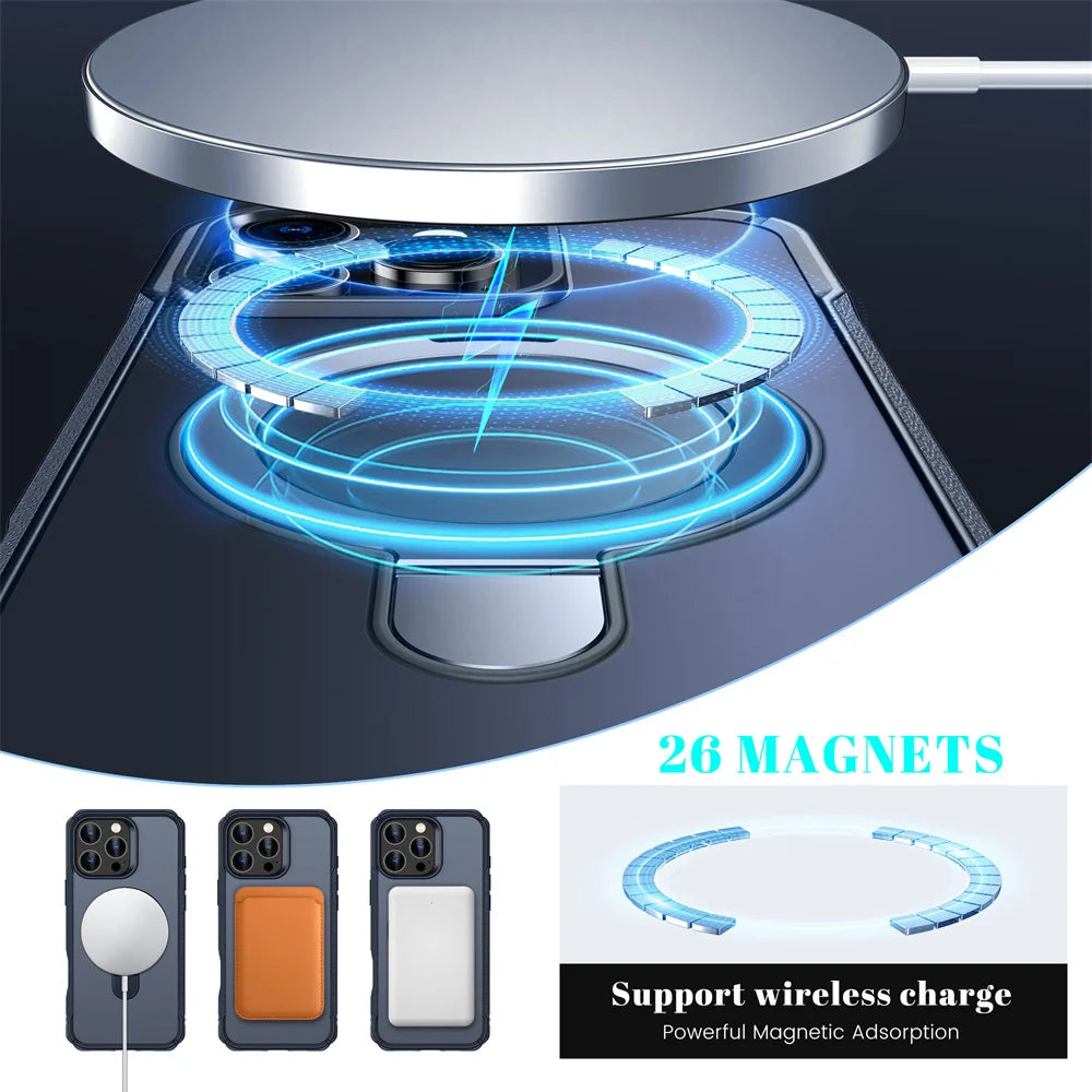 Magnetic Phone Case with Fold-Out Stand for MagSafe