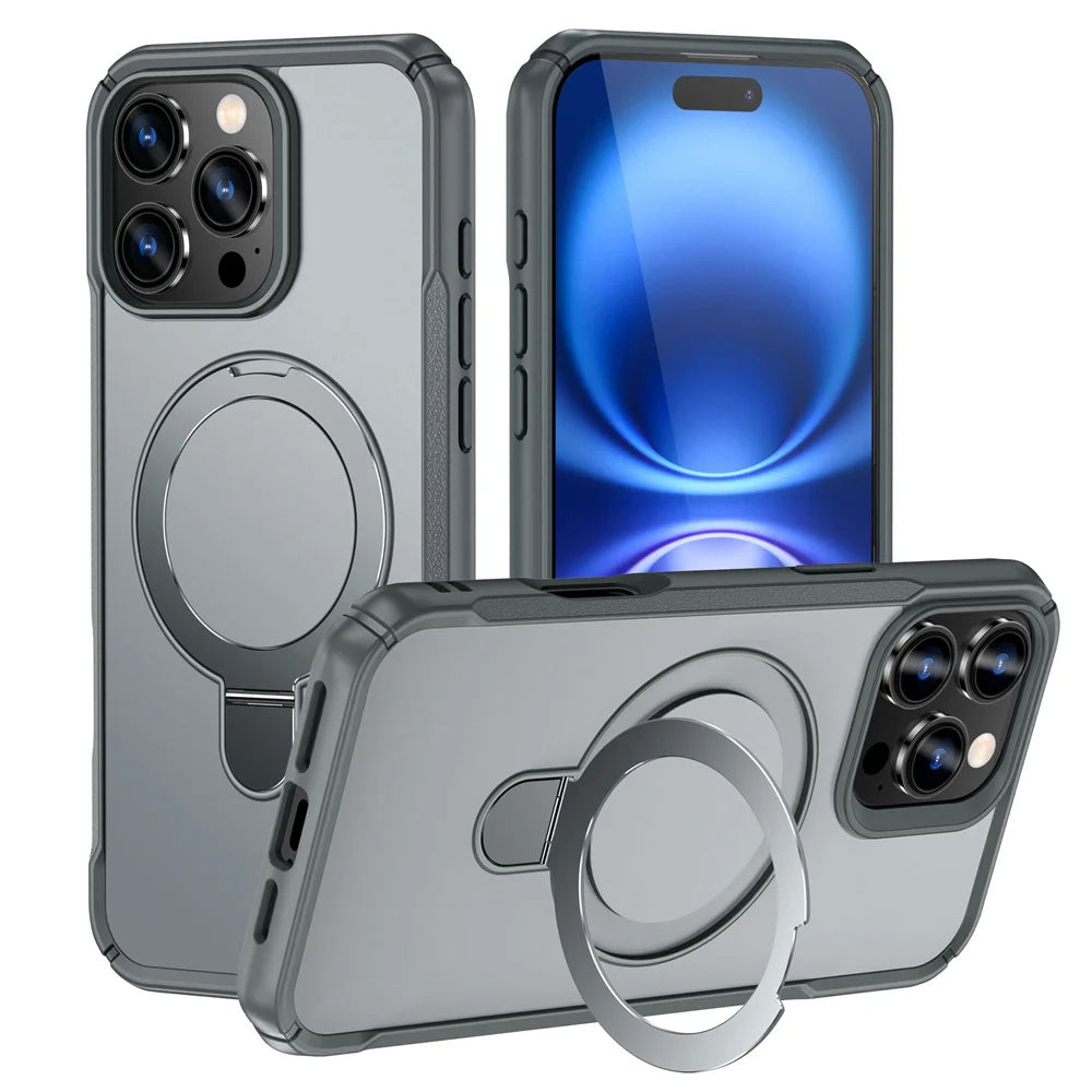 Magnetic Phone Case with Fold-Out Stand for MagSafe