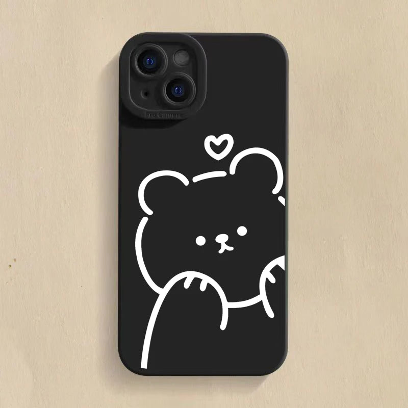 Minimalist Bear Silicone Phone Case for iPhone