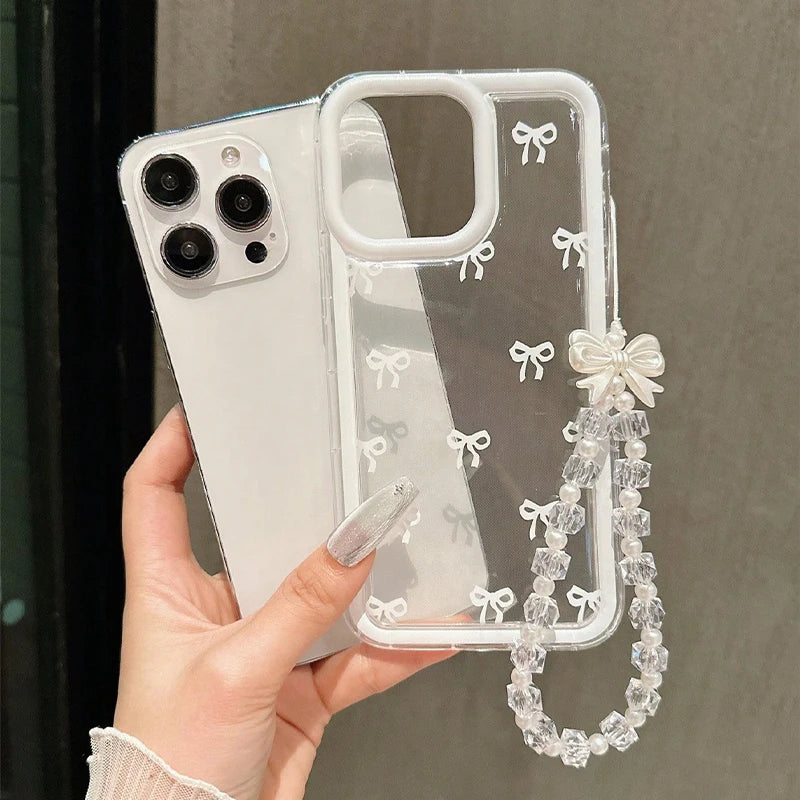 Fashion Lovely Bowknot Clear Phone Case For iPhone 18 17 16 15 14 13 12 11 Pro Max 16E X XR XS Max 7 8 Plus Transparent Cover