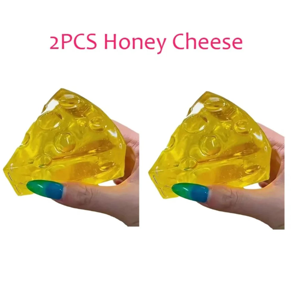 Squishy Honey Cheese Square Fidgets Toys Super Soft Mochi Cheese Squeeze Toy Funny Anti-stress Sensory Toy for Adults