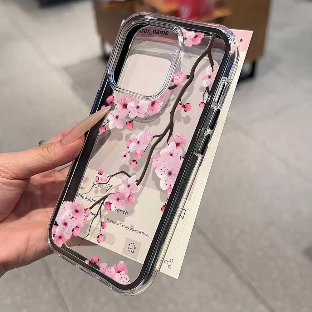 2 in 1 Candy Color Phone Case For iPhone 11 16 17 Pro Max 13 15 14 12 17 Air 17promax Soft TPU Transparent Flower Funda Cover
