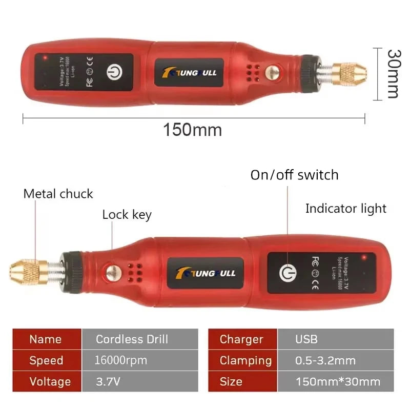 Cordless USB Rechargeable Engraving Pen - Rotary Precision Engraver for Jewelry, Glass & DIY Crafts
