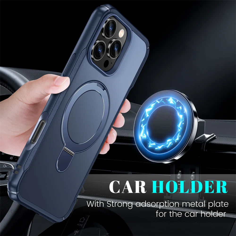 Magnetic Phone Case with Fold-Out Stand for MagSafe