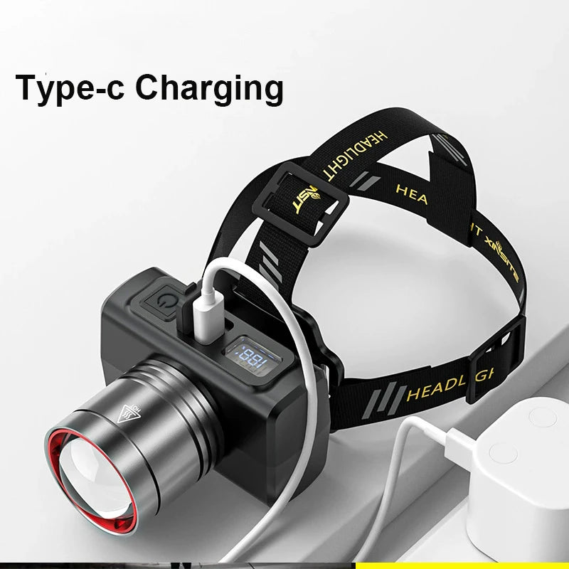 Rechargeable LED Headlamp with Motion Sensor – Waterproof Head Flashlight for Camping