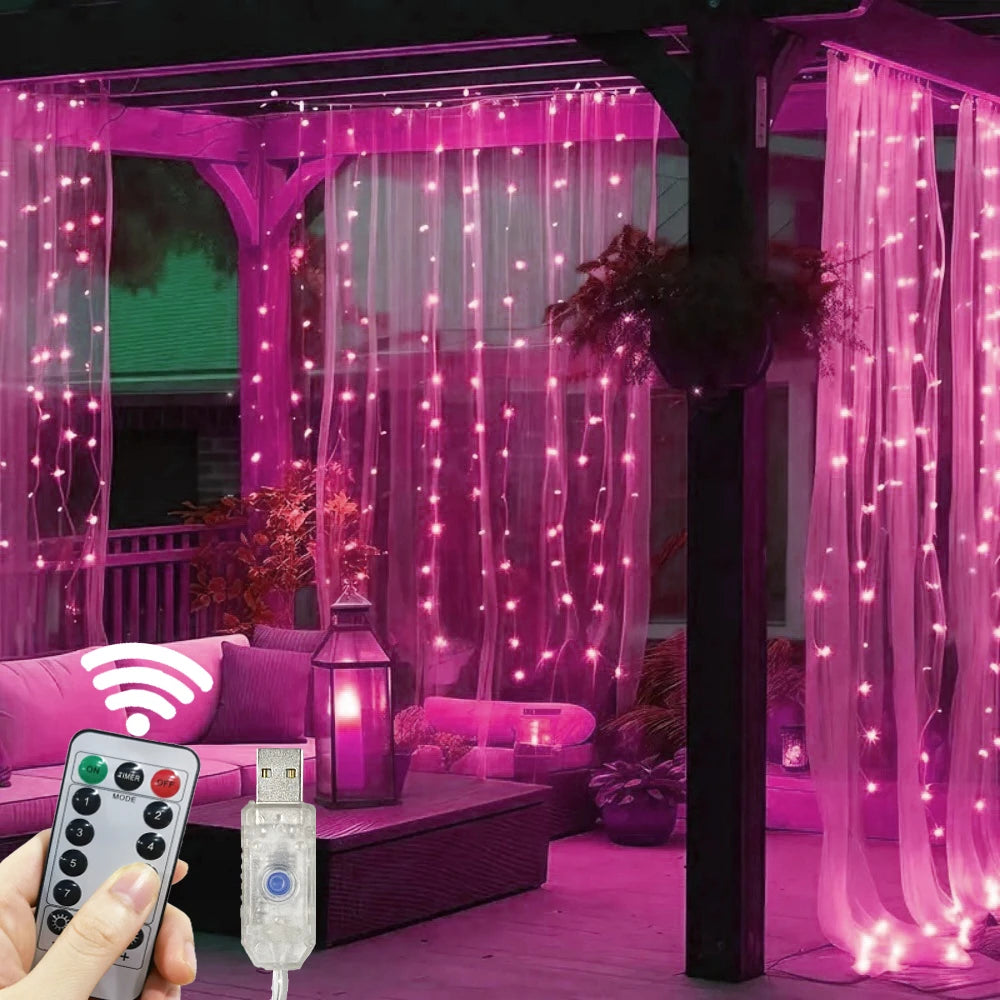 LED Curtain String Lights with Remote – USB Fairy Garland for Wedding & Christmas Decor