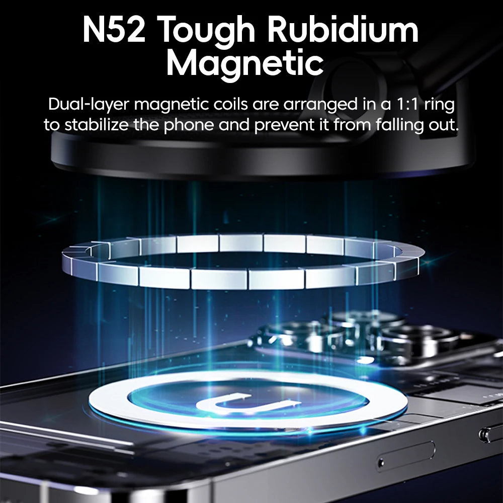 Magnetic Car Phone Mount – 360° Foldable Vacuum Suction Stand
