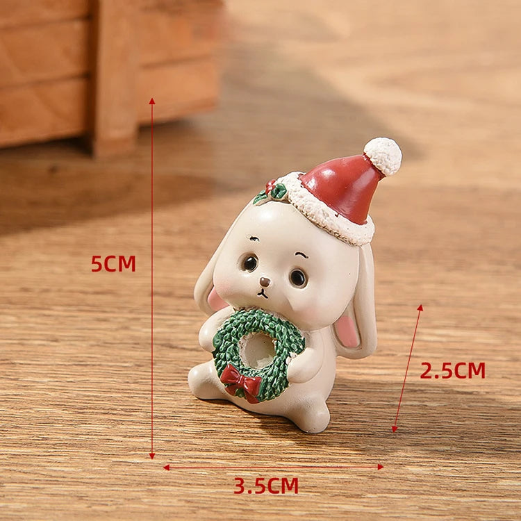 Christmas Resin Family Small Animal Ornaments Creative Home Decoration Mini Christmas Tree Old Man Christmas Gift