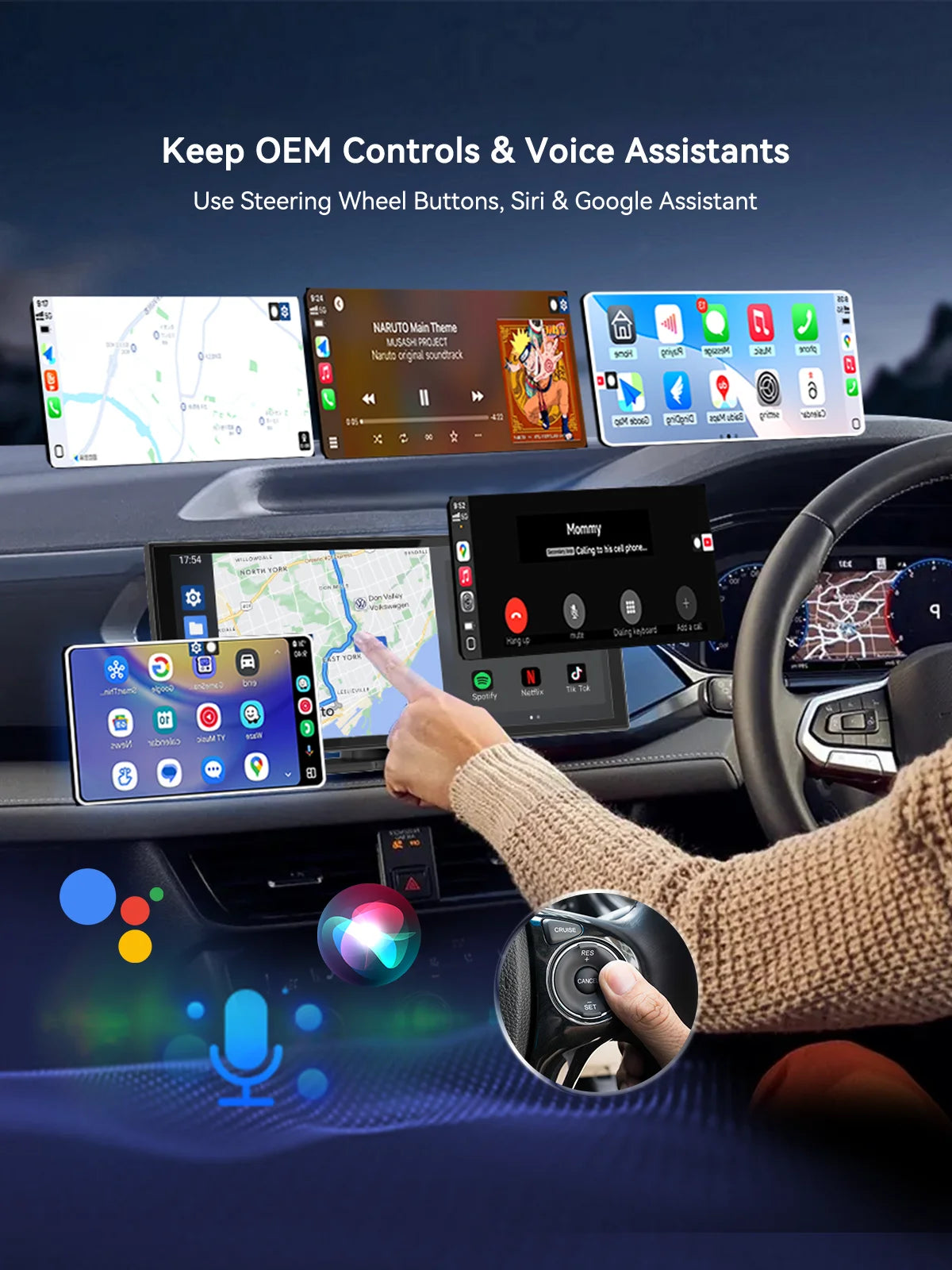 Wireless CarPlay and Android Auto Adapter – 2-in-1 USB-C Dongle