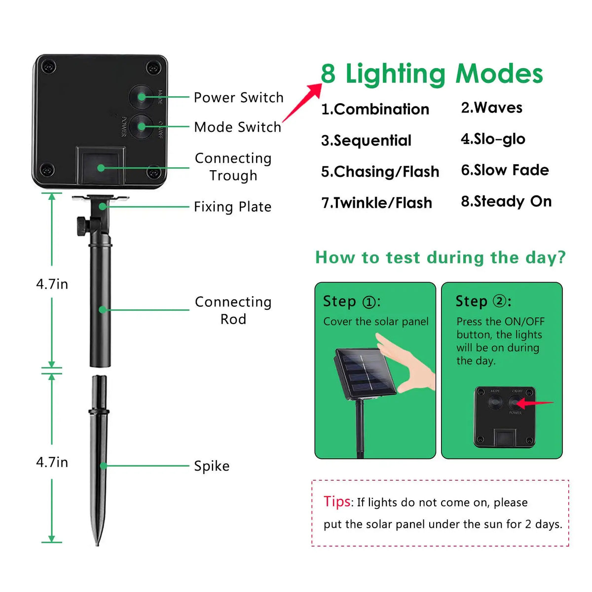 Solar Outdoor Fairy String Lights – IP65 Waterproof with 8 Modes & Memory Function