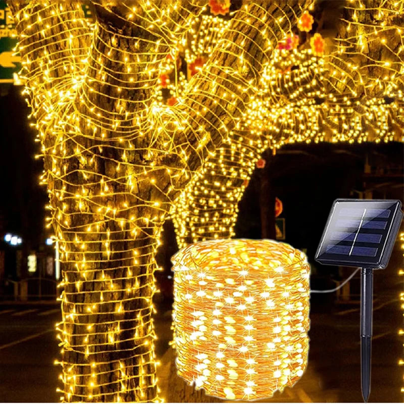 Solar-Powered LED Fairy String Lights – IP65 Waterproof for Garden & Patio