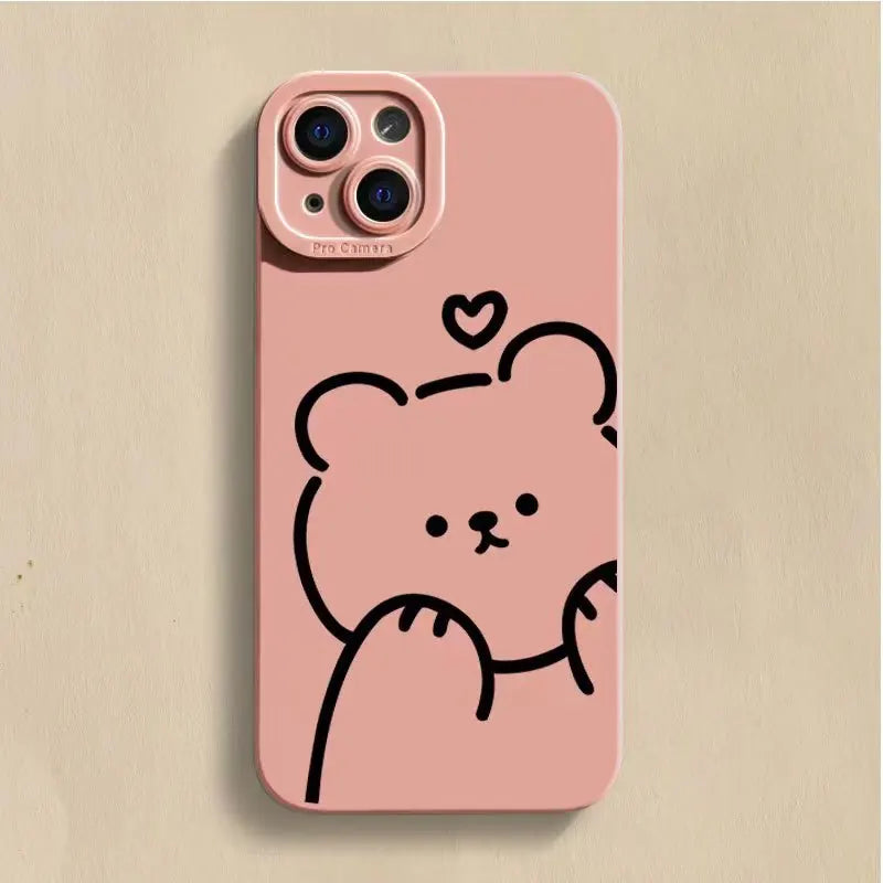 Minimalist Bear Silicone Phone Case for iPhone