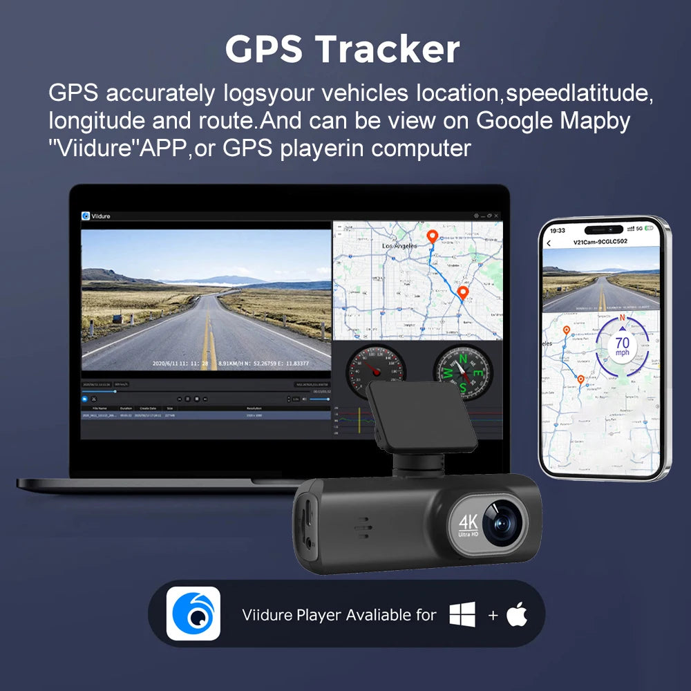 4K WiFi Dual-Lens Dash Cam – Front and Rear Driving Recorder