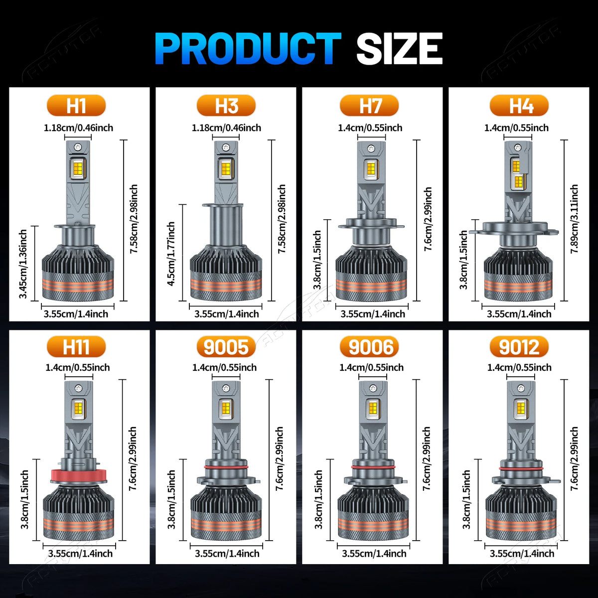 Dual-Color LED Headlight Bulbs 6000K/3000K