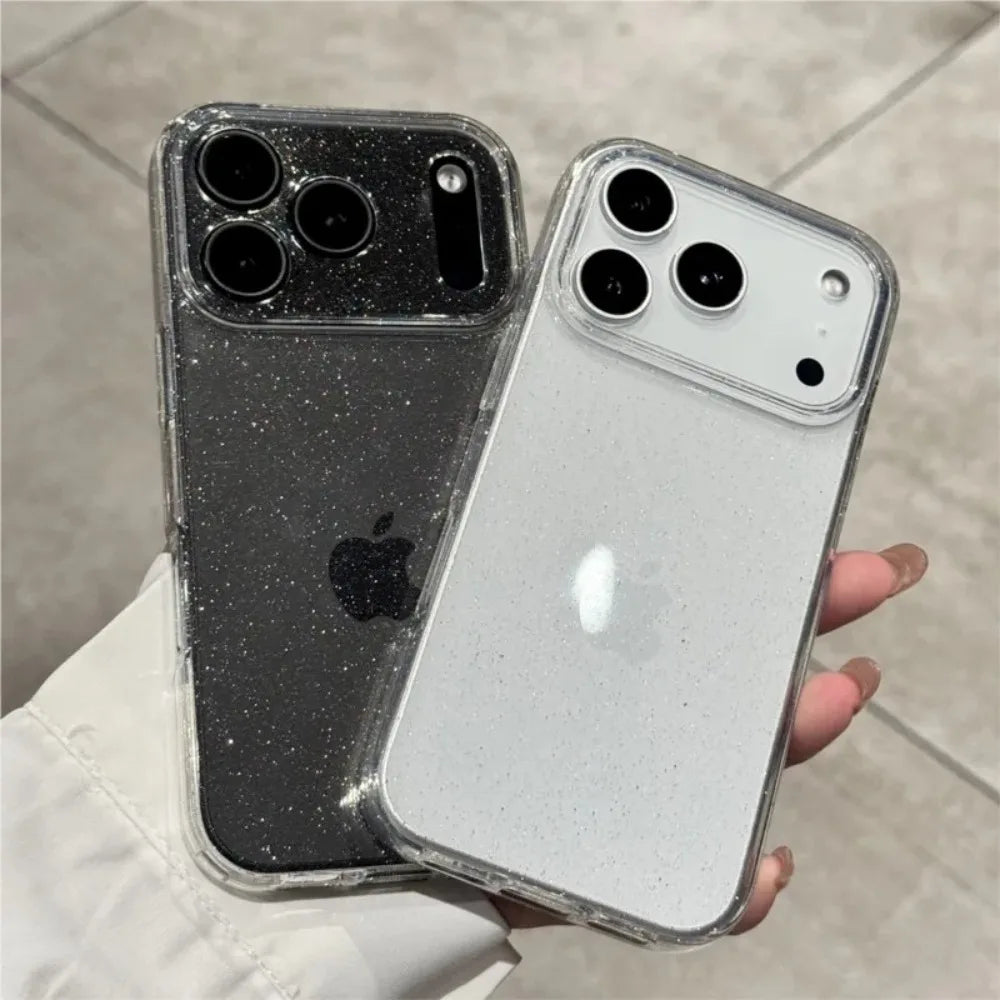 Luxury Bling Glitter Silicone Clear Phone Case For iPhone 18 17 Air 16 15 14 Plus 13 12 18 Pro Max Transparent Soft TPU Cover