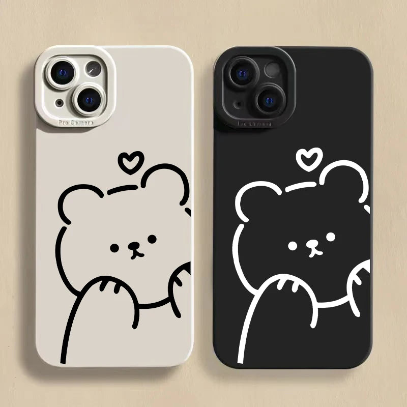 Minimalist Bear Silicone Phone Case for iPhone