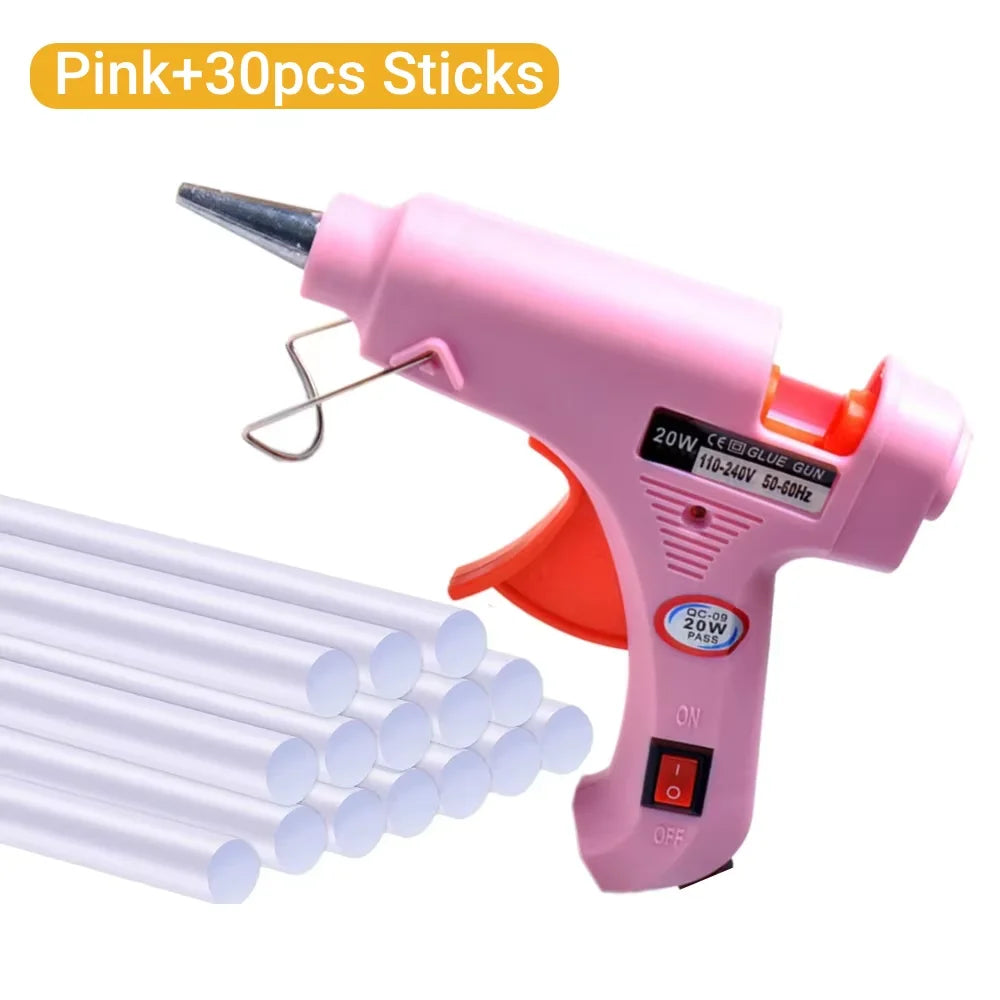 20W Mini Hot Melt Glue Gun - DIY Craft Glue Gun Kit with 7mm Glue Sticks
