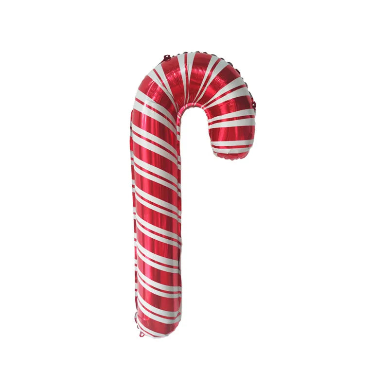 5pcs Red Christmas Candy Cane Foil Decor Balloons,Xmas Santa Canes Stick Candy Balloon For New Year Festival Holiday Party Decor