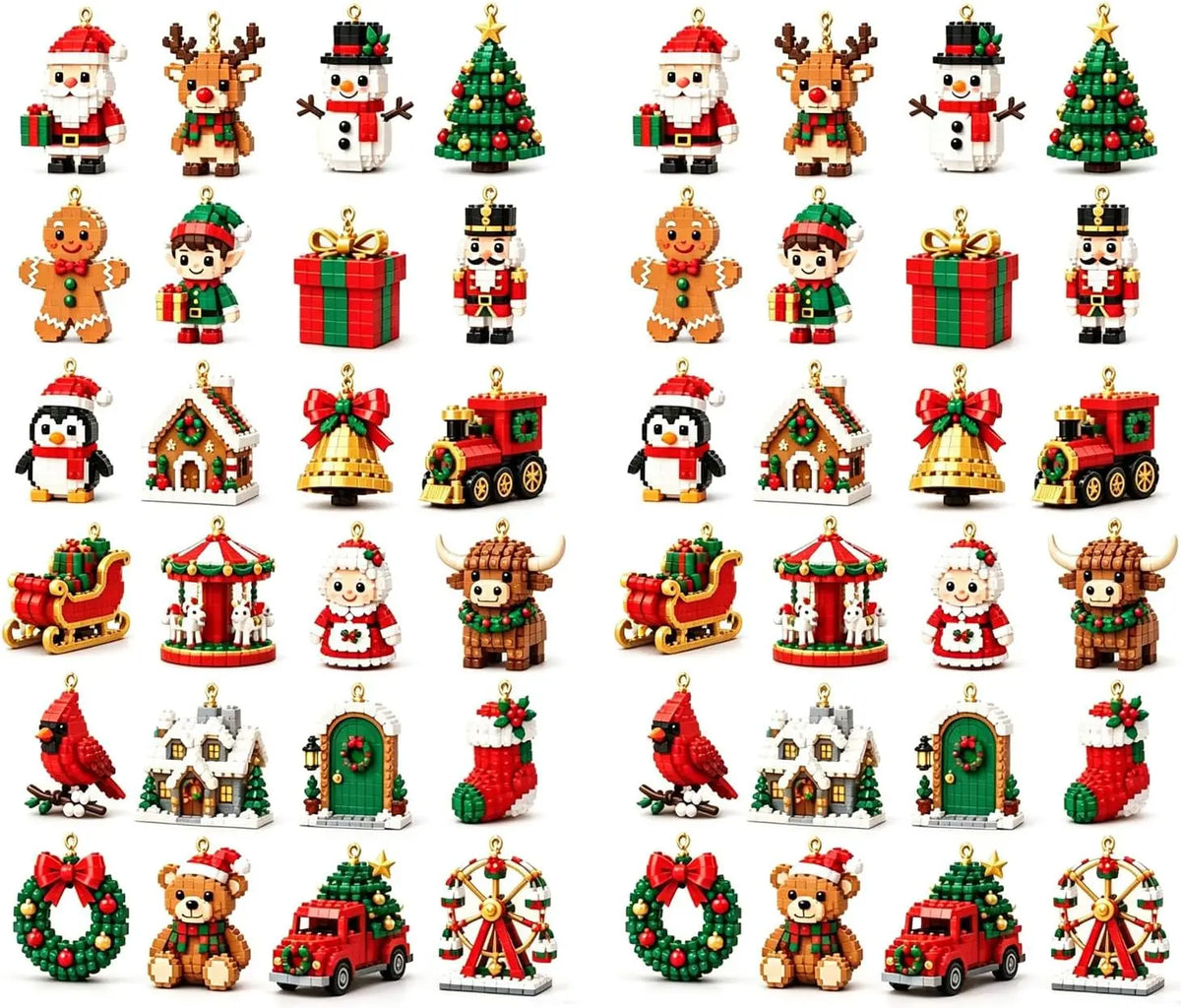 Christmas Advent Calendar 24 Days Mini Brick Ornaments DIY Building Blocks Countdown Gift Box Xmas Home Decor