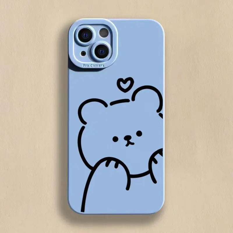 Minimalist Bear Silicone Phone Case for iPhone