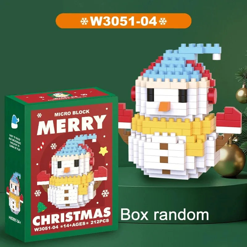 Christmas Gifts Micro Building Block Series Santa Claus Reindeer Puzzle Assembling Bricks Table Decoration Toys Kids