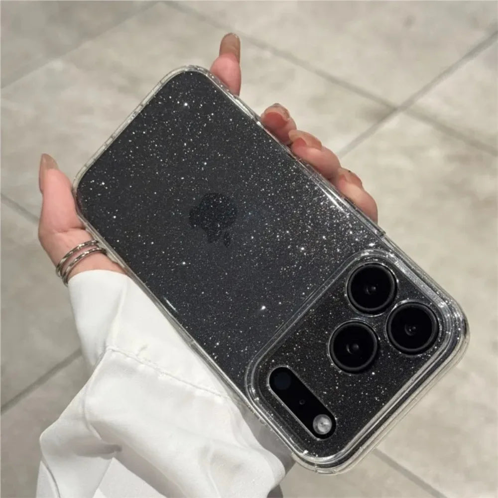 Luxury Bling Glitter Silicone Clear Phone Case For iPhone 18 17 Air 16 15 14 Plus 13 12 18 Pro Max Transparent Soft TPU Cover